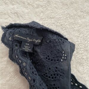 American Eagle Navy Lace Top
